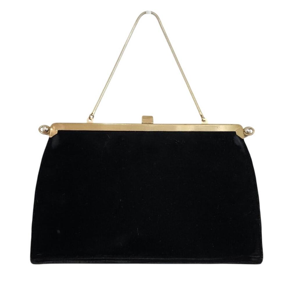 Vintage MCM Convertible Day-to-Night Black and Gold Velvet Handbag Clutch